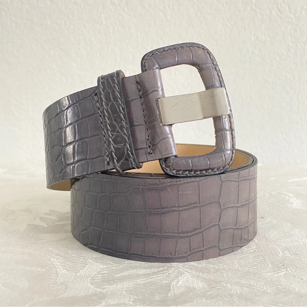Banana republic croc Italian leather gray belt